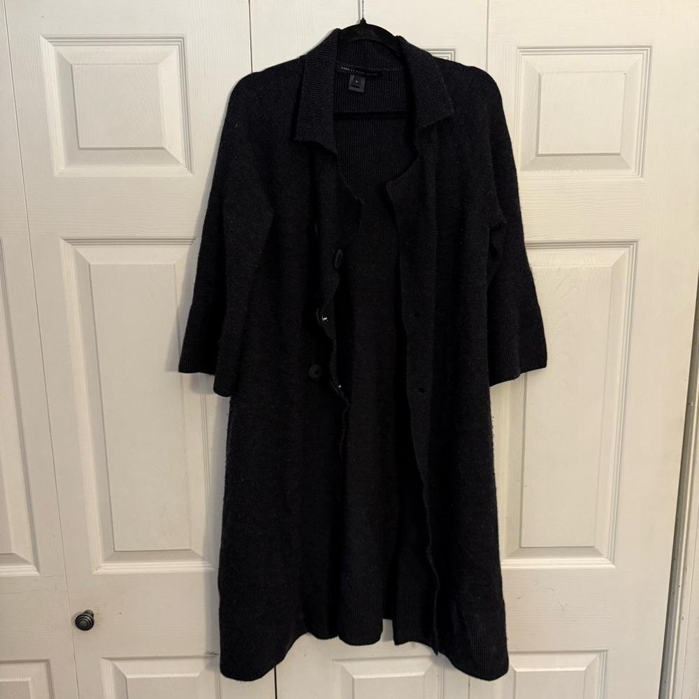 Marc by Marc Jacobs Charcoal Grey Long 100% Wool Cardigan Sweater Small